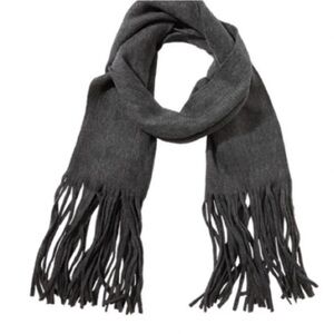Lucky Brand Fringed Solid Brushed Scarf Charcoal Gray